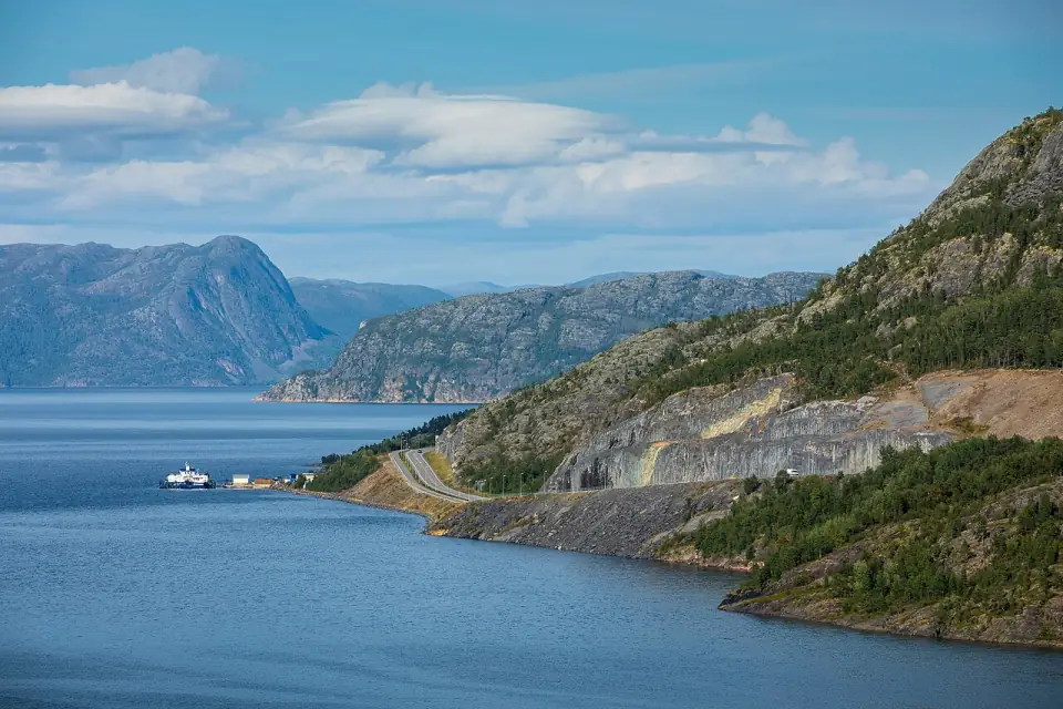 Coastline of Kvenvika of Altafjorden in Alta, Troms og Finnmark, Norway, 2022 August
