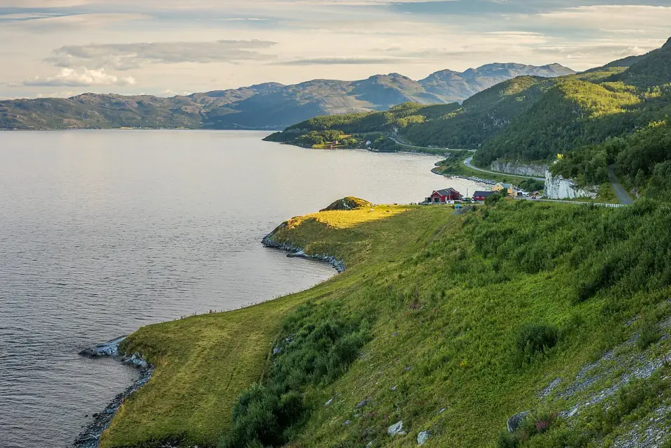 Coastline of Altafjorden at Hovdenes in Alta, Troms og Finnmark, Norway, 2022 August